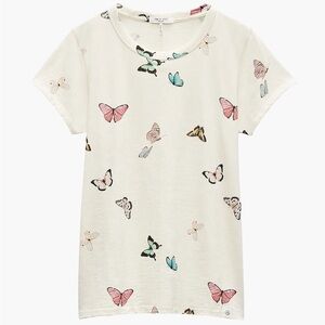 Rag and Bone Multi Butterfly Ivory TShirt Size L